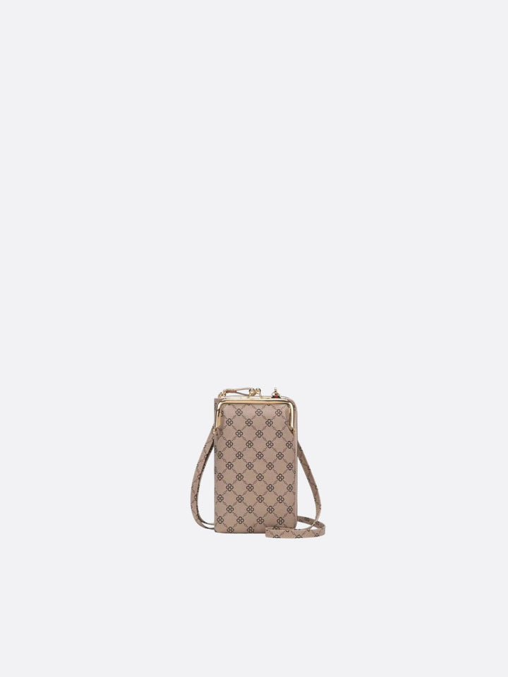 pochette téléphone portefeuille beige