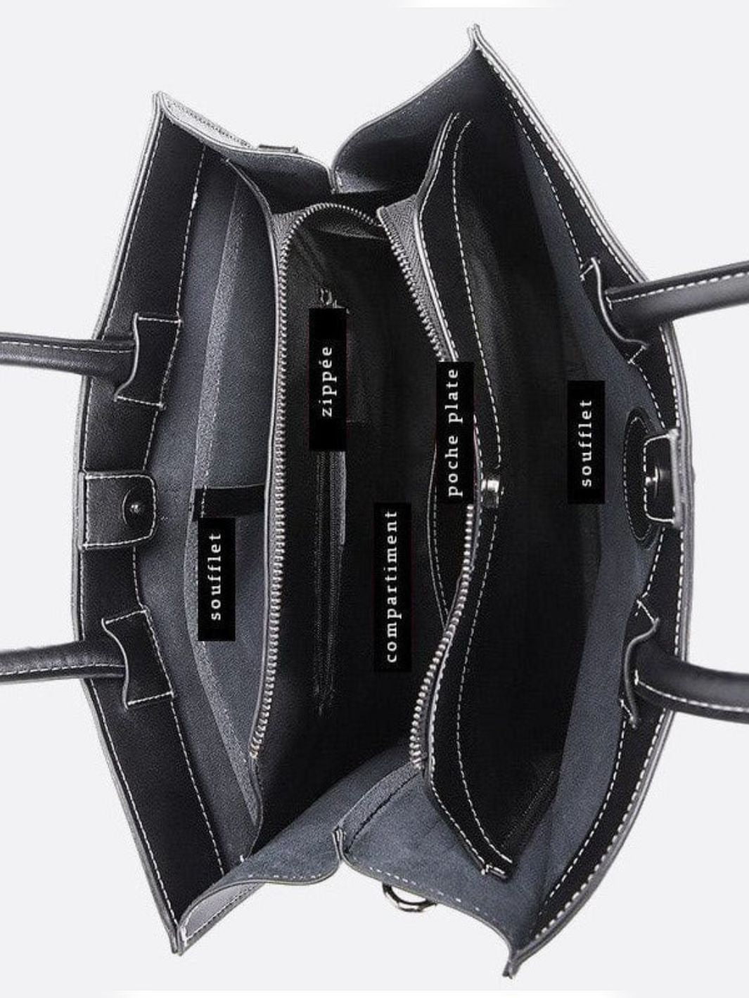 Black leather tote handbag<br>Novaro
