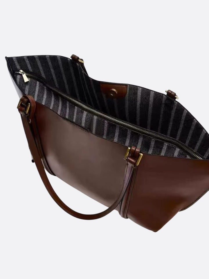 Smooth leather tote bag<br> Ambrine