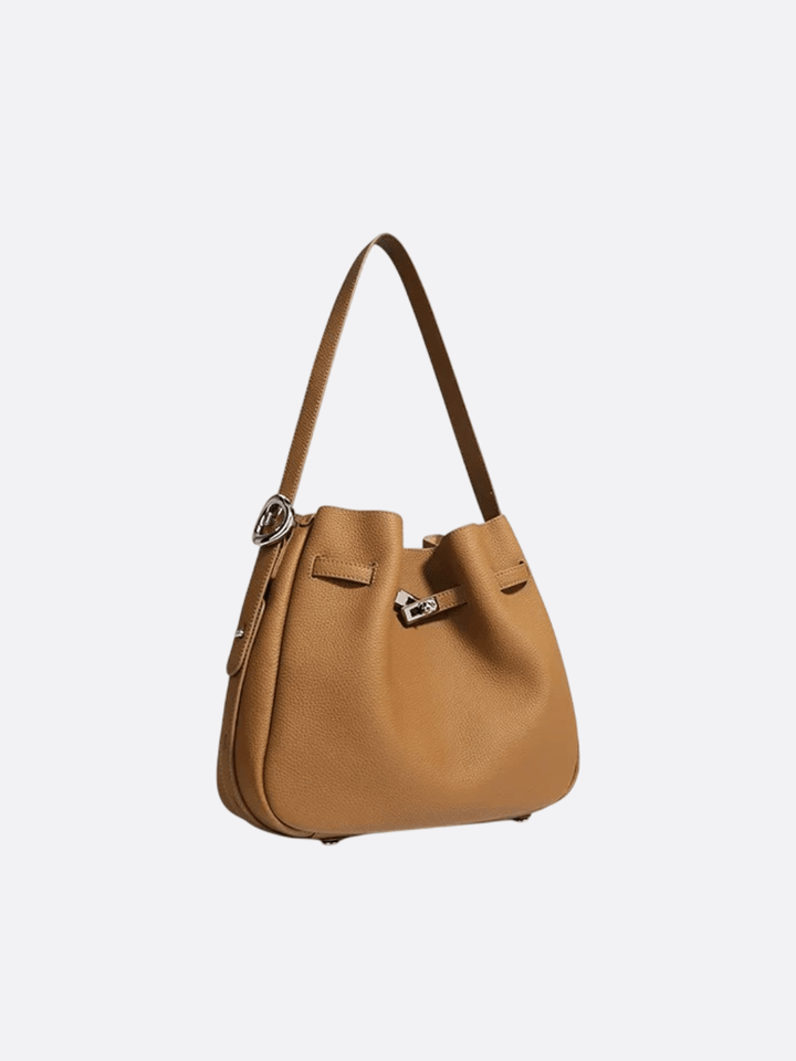 sac seau cuir souple camel