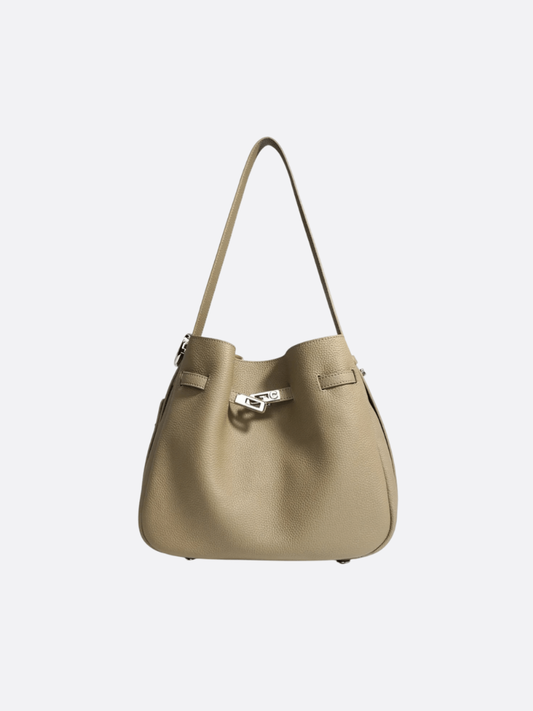 sac seau cuir kaki clair
